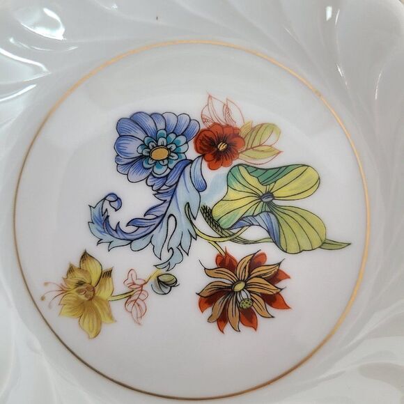 Signed F. Haviland Limoges France Cathay 5" Swirled Nut Coaster Tidbit Dish Set - Picture 4 of 16